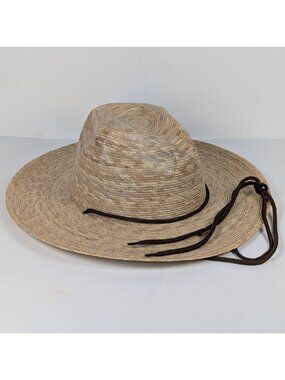 Tula Gardener Lattice Straw Hat Natural Palm Leaf Woven Mexico Wide Brim Sun